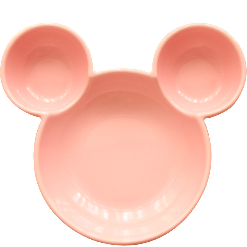 可爱儿童餐盘卡通宝宝吃饭盘子家用小孩陶瓷餐具分格装网红水果盘