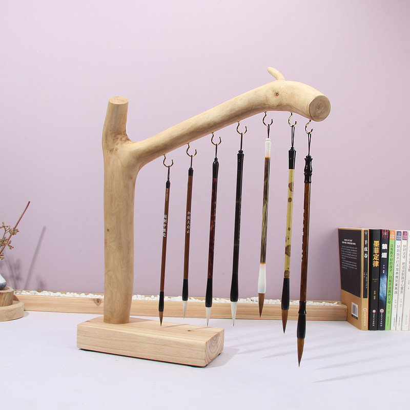 笔架创意简约木笔架实陈列挂架毛笔中式原木笔架