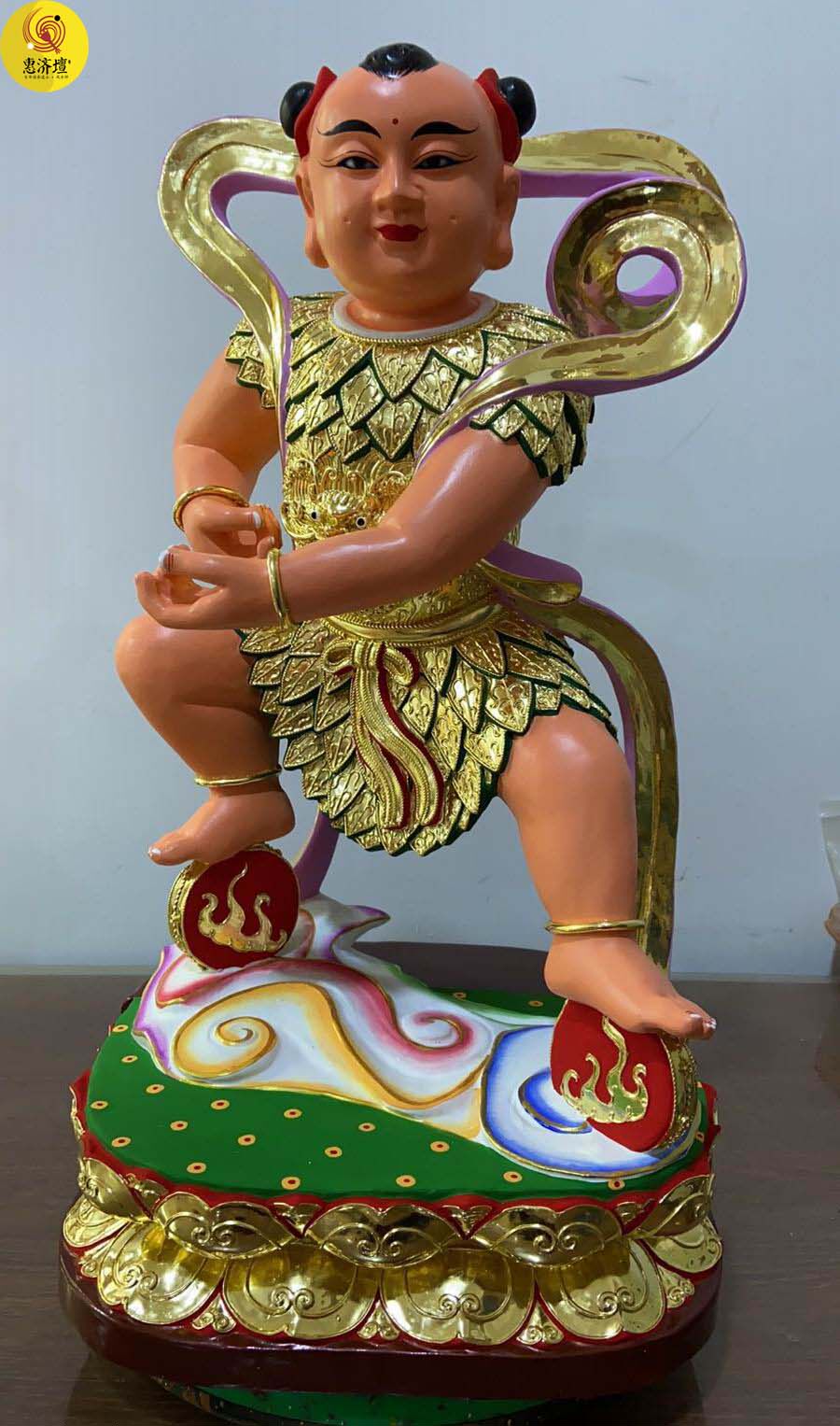 太子手工木雕摆件神像哪吒中坛元帅莲花定制摆件