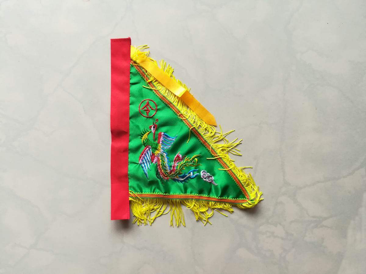 三角旗七色龙旗令旗佛教刺绣佛旗道旗双面绣凤刺绣
