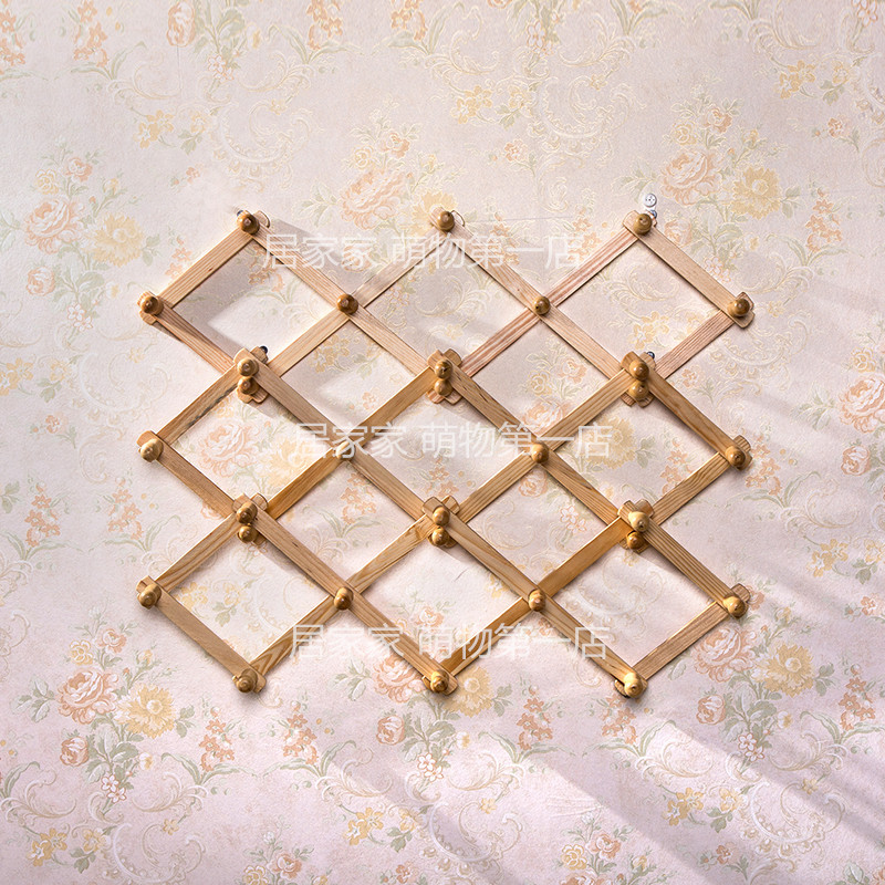 衣架可伸缩原木衣架门后墙壁木质挂钩衣帽钩原木制折叠菱形大号