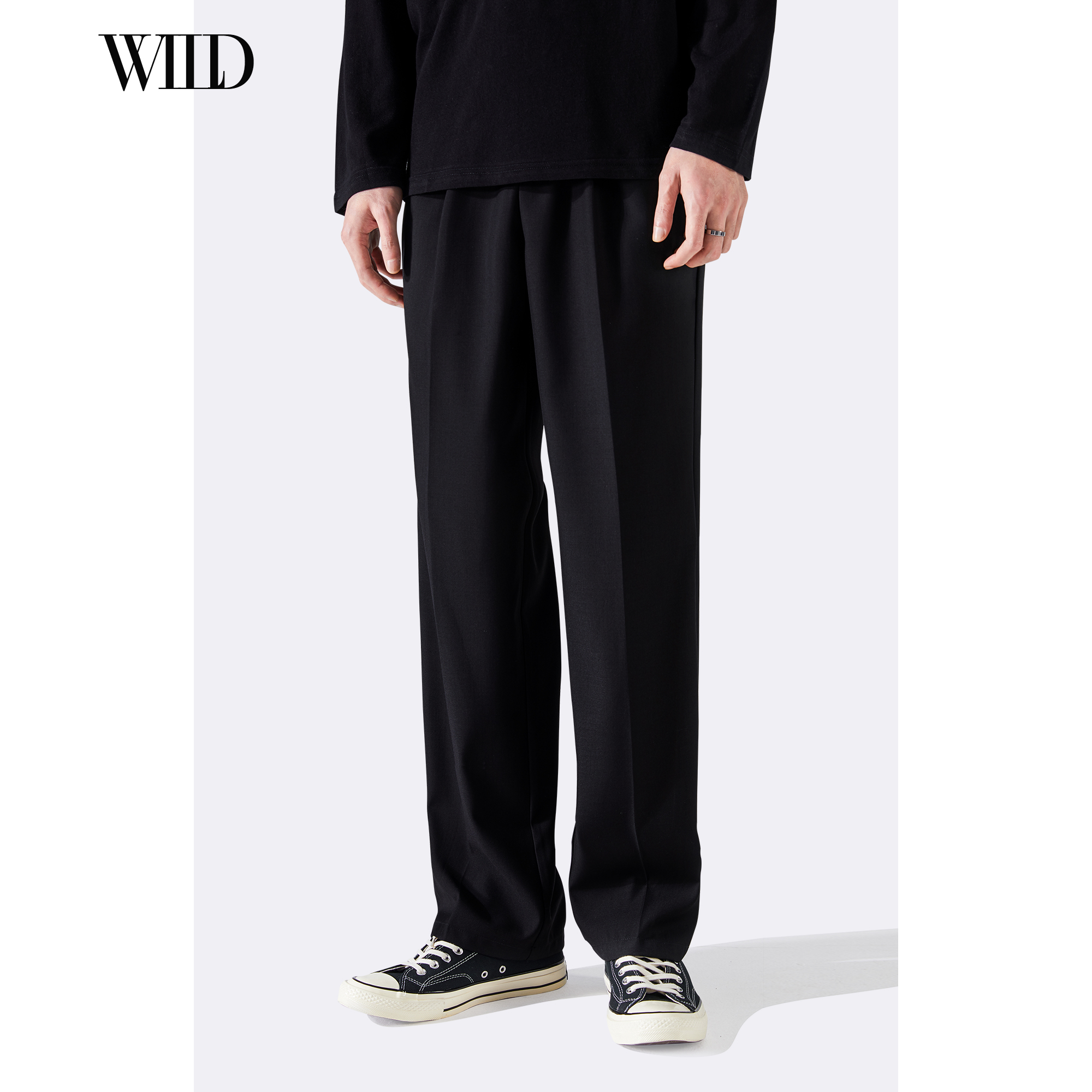 垂感西裤男直筒新款潮流高级宽松百搭坠感裤子英伦夏季黑色休闲裤