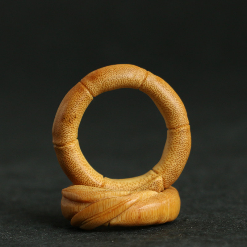 精品手工雕刻实心玉竹文玩件竹圈挂绳竹制竹环茶道