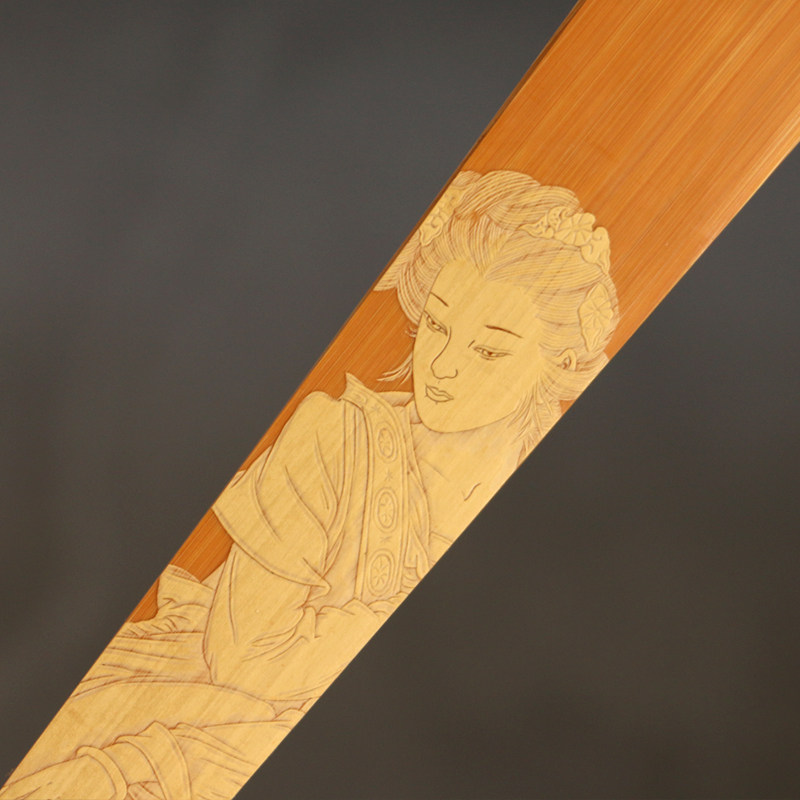 雕刻名家戚挺飞纯手工留青扇骨人物图文文玩茶道