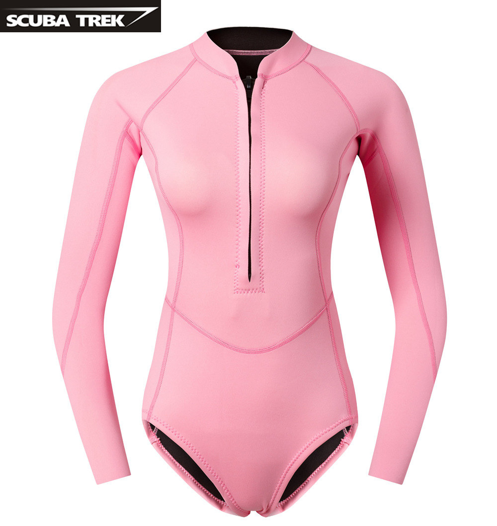 2mm马卡马卡龙龙女潜水服冲浪长袖上衣浮潜水母潜水服