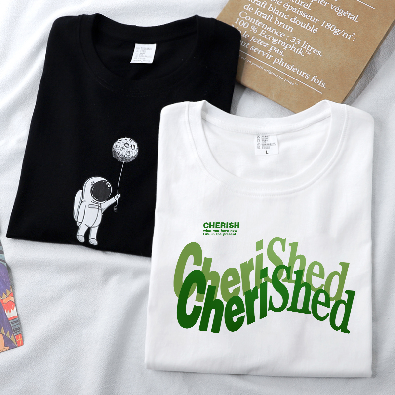 夏季纯棉短袖t恤男ins潮牌宽松百搭半袖情侣装男士体恤打底衫上衣