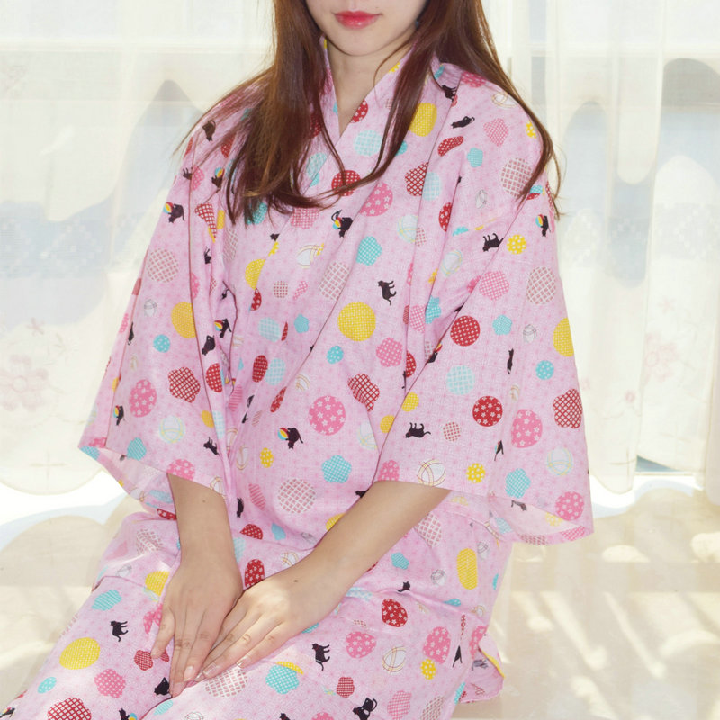 春夏日本新款女士和服浴衣和风甚平日式汗蒸睡衣