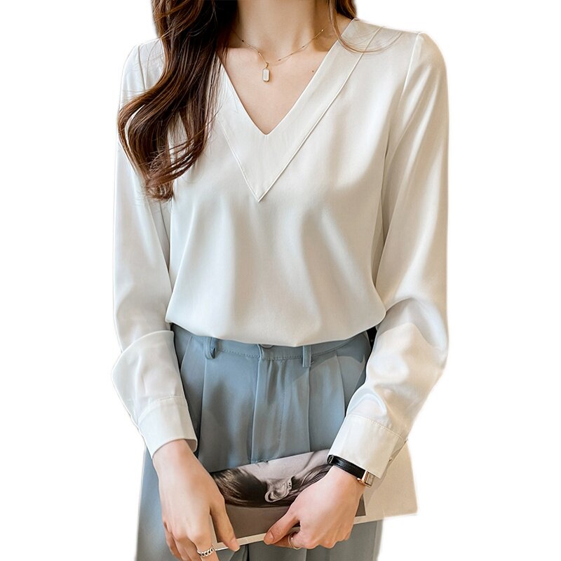 职业白衬衫女长袖春秋洋气时尚时髦内搭外穿设计感上衣打底衫秋冬