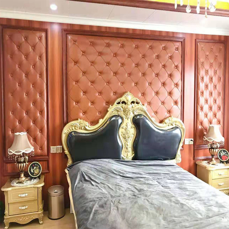 欧式卧室床头软包背景墙装饰美式菱形车线拉客厅背景墙软包