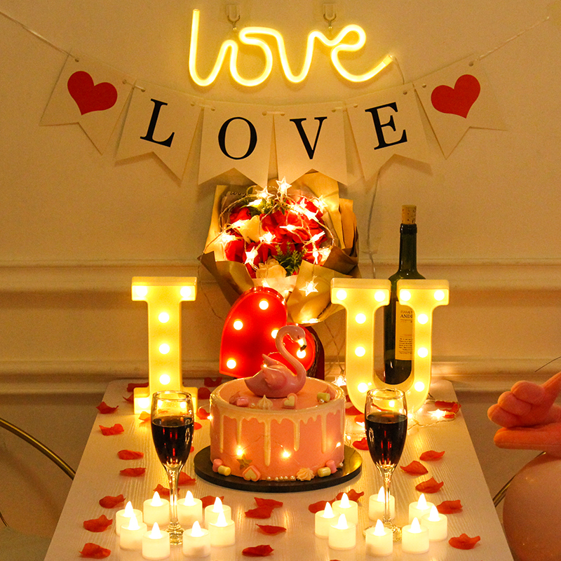 情人节生日快乐装饰灯浪漫惊喜烛光晚餐道具蜡烛求婚