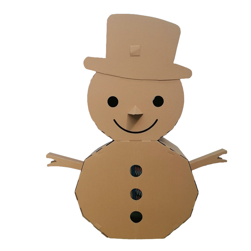 儿童纸箱玩具雪人圣诞树纸板模型摆件幼儿幼儿园白模填色