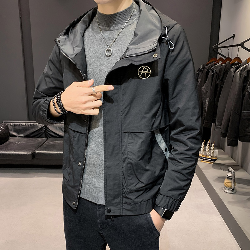秋装外套男春秋季2022新款韩版潮流帅气休闲上衣男装连帽夹克衣服