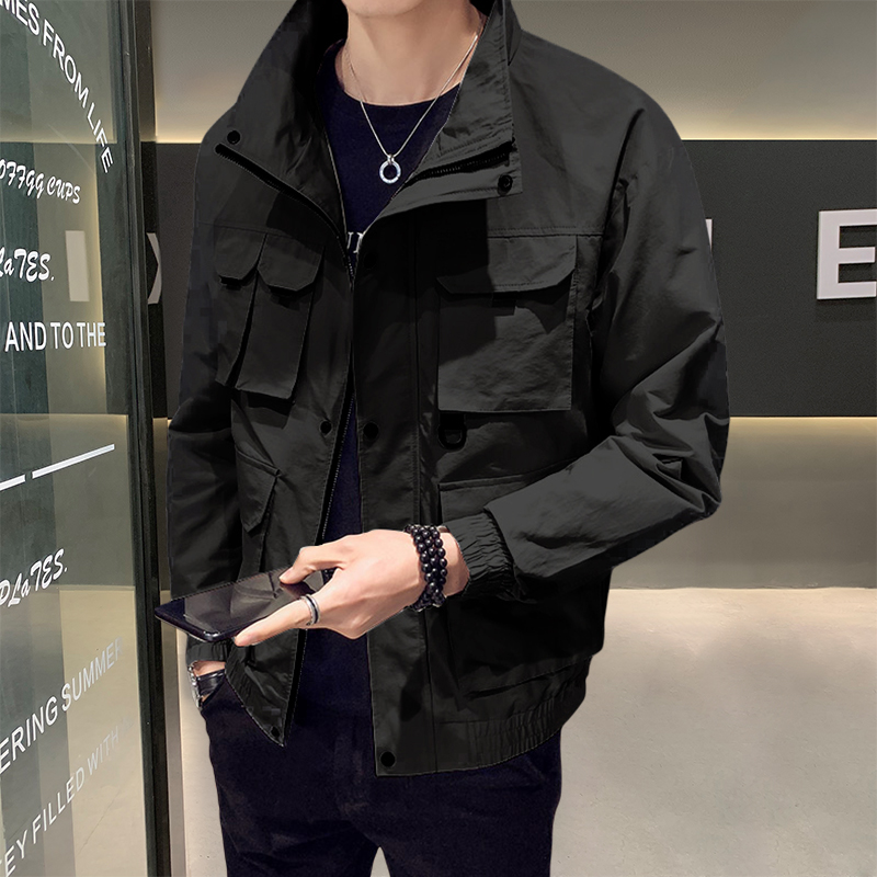 工装外套男休闲秋装上衣2022新款春秋季潮流帅气夹克男装潮牌衣服