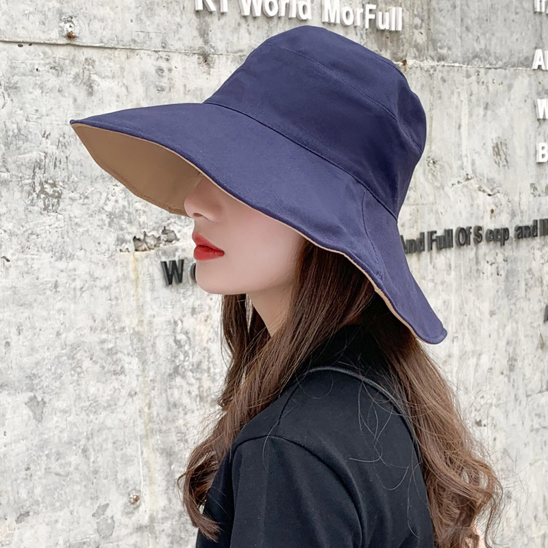 渔夫帽女大沿日系双面防晒遮阳帽百搭小雏菊帽子韩版潮夏季太阳帽