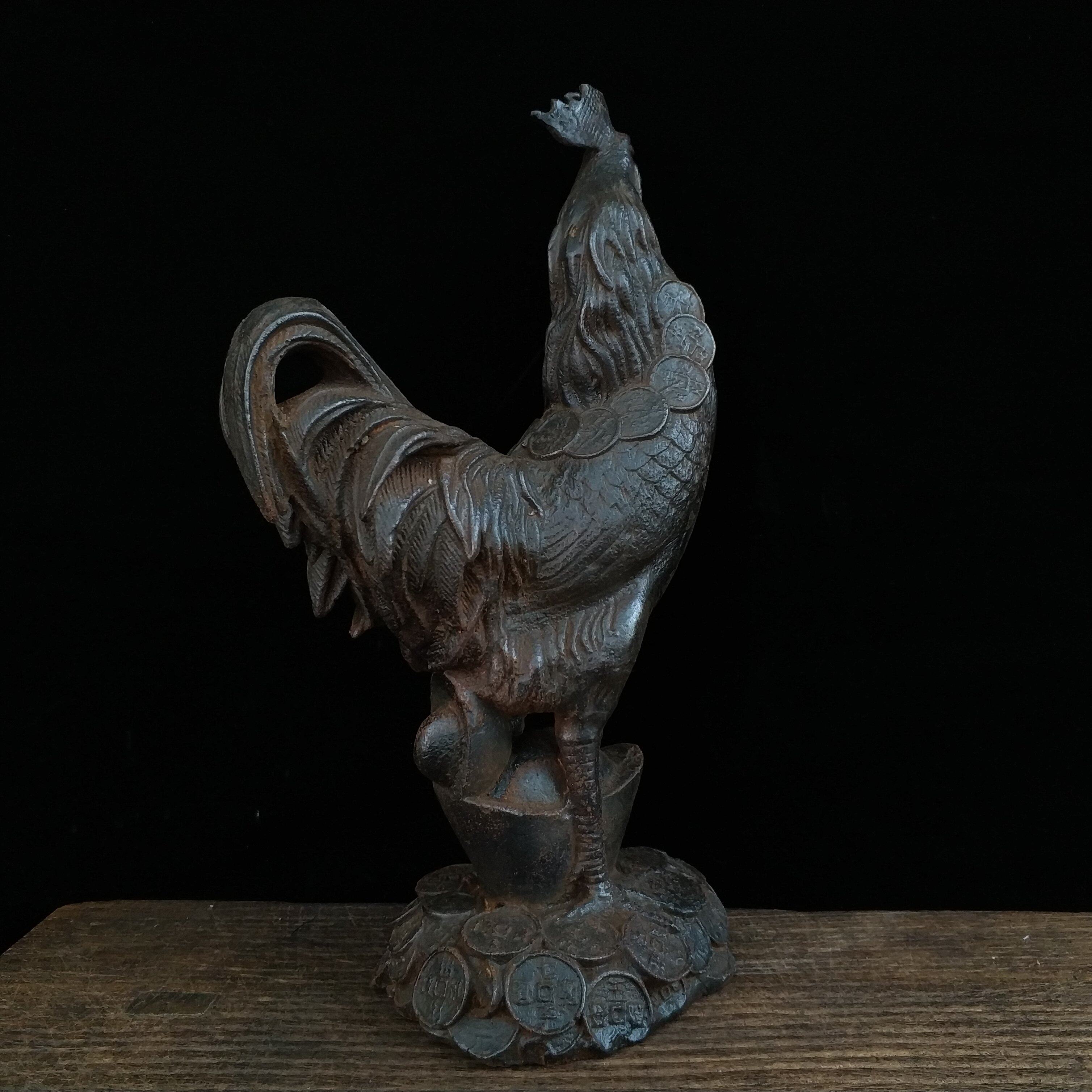 铁公鸡铸铁元宝大公鸡镇招财聚财守财风水工艺品仿古摆件