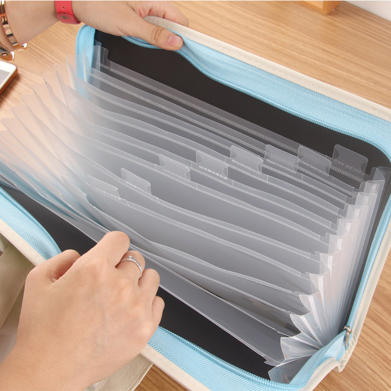 a3手提文件袋a4收纳卷子试卷拉链风琴学生风琴包