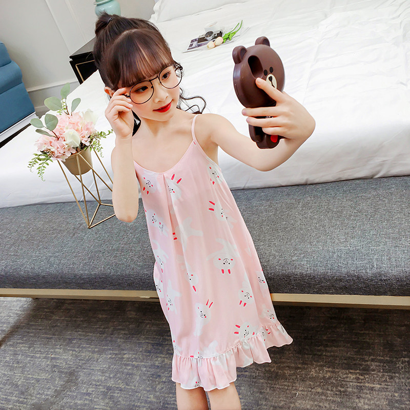 女童睡裙绵绸夏季儿童薄款吊带宝宝公主睡衣家居裙