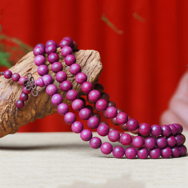 原色紫玫瑰紫罗兰紫芯苏木手串男女款佛珠民族风手持佛珠