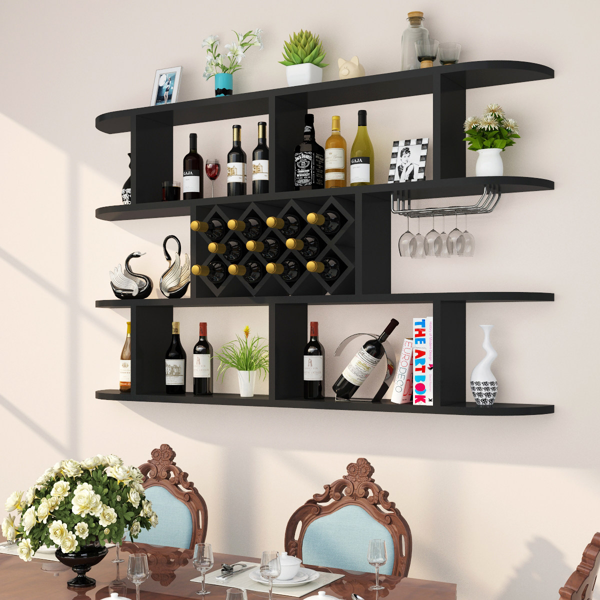 酒架创意酒柜简约现代壁挂吊柜餐厅墙壁装饰酒架