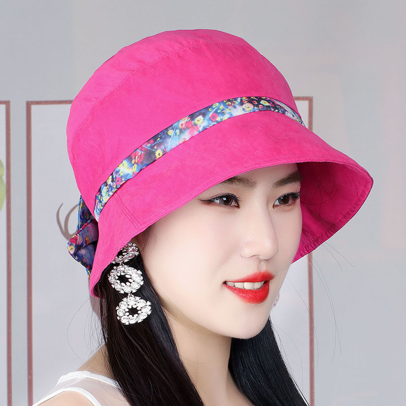 新款碎花花布女士显瘦渔夫太阳帽户外画家中青年帽子