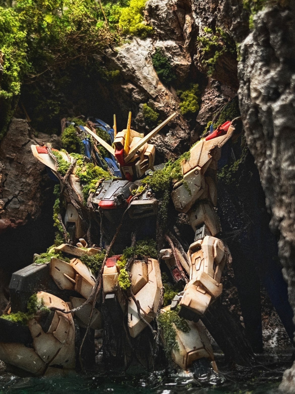 镜花水月自由高达鱼缸场景破镜战损pg旧化mg高达模型专区