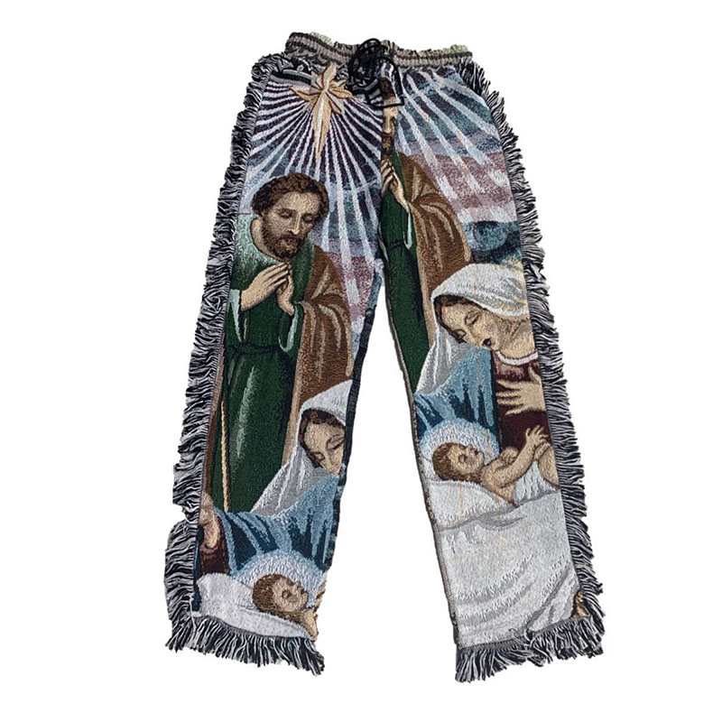 「Rabbit.b」福克斯同款remake流苏裤针织裤非kapital awge