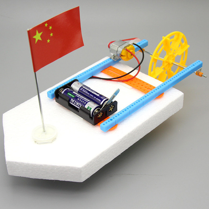 明轮泡沫小船diy科技制作儿童手工废品环保科学实验