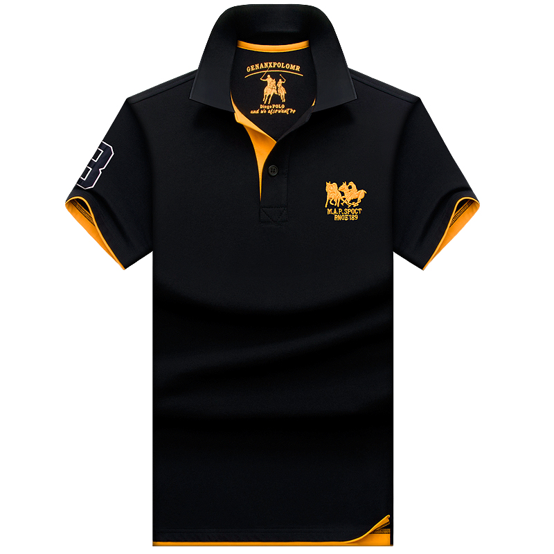 22夏季新款保罗polo衫纯棉潮流翻领宽松黑色衣服体恤男士短袖t恤