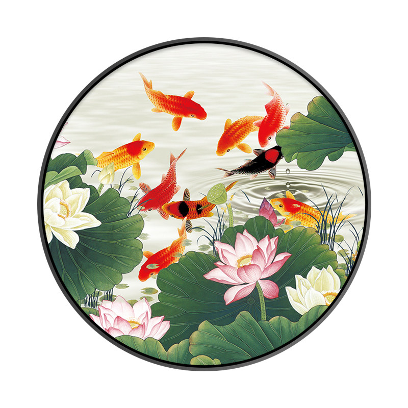 钻石连年有余画带框免裱中国风锦鲤荷花贴钻钻石绣