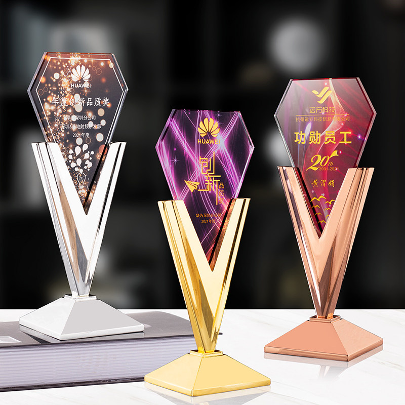 高端奖杯牌制纪做水晶奖r定创意刻字冠亚季军团队颁奖定念品金奢