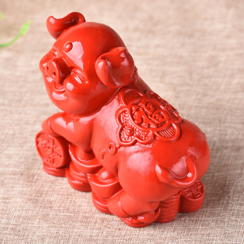 开光朱砂生肖猪吉祥物摆件本命年福猪财猪纳福镇宅风水转运装饰品