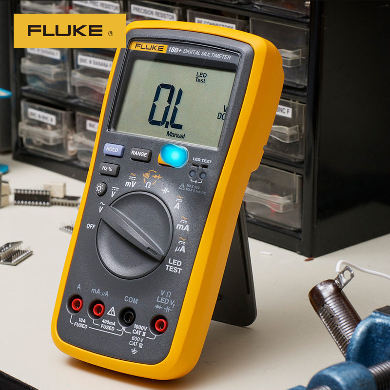 fluke福禄克万用表18b便携式多用自动量程发光led万用表