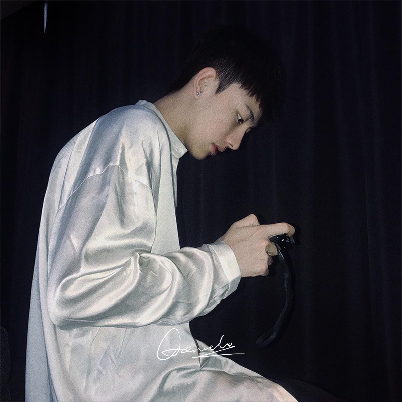 GREMADE 19姆米真丝桑蚕丝砂洗公子风宽松慵懒落肩衬衫男可作睡衣