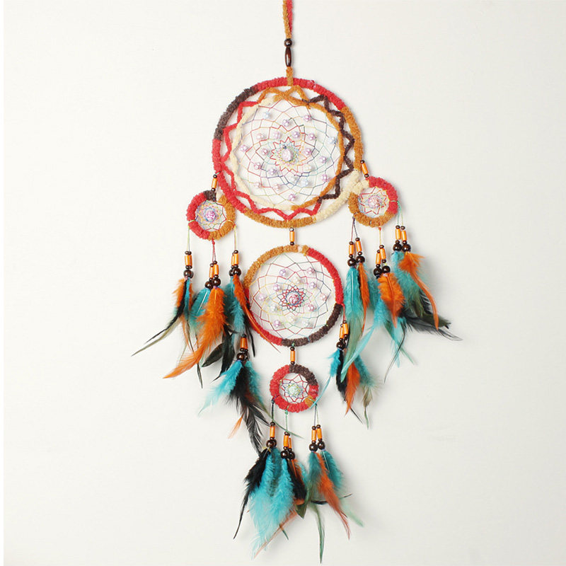 捕梦网吊饰室内彩色羽毛风铃挂饰补梦网创意挂件同学闺蜜生日礼物