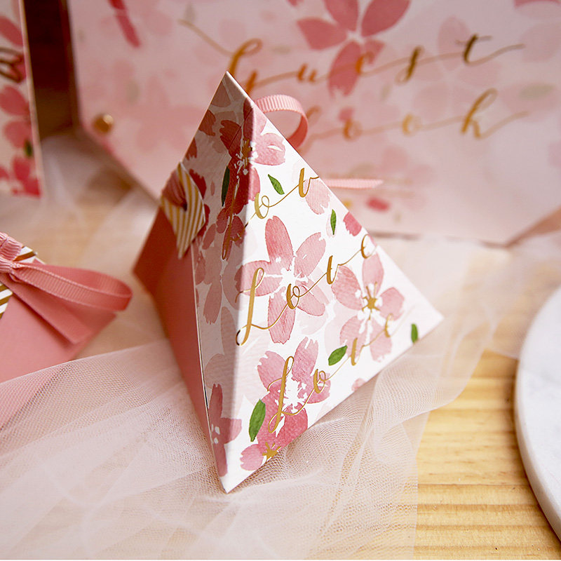 婚礼喜糖盒子创意森系ins个性烫金樱花网红糖盒