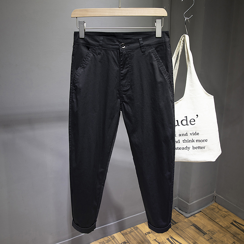 夏季胖子9分休闲裤男宽松弹力小脚裤胖人哈伦九分裤加肥加大码潮
