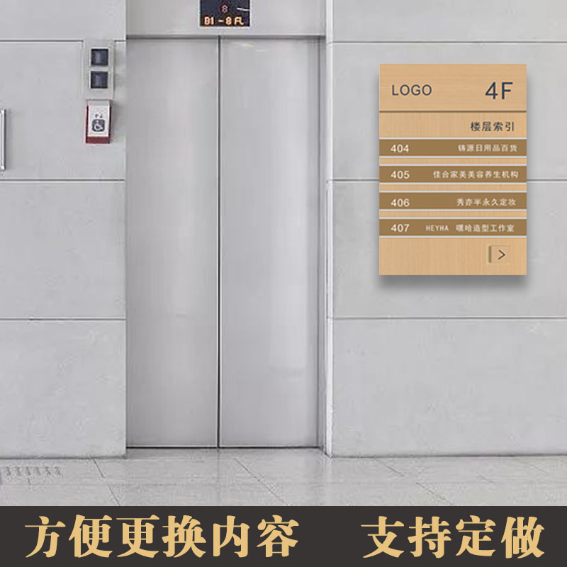 楼层索引牌可更换亚克力电梯口指示牌酒店宾馆办公写字楼层导向牌