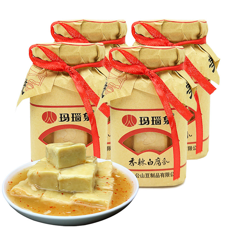 玛瑙泉香辣白八公山微臭豆腐乳下饭菜农家自制4瓶安徽特产毛豆腐