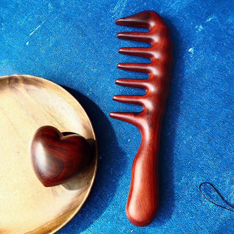 波浪手柄整木按摩梳头头部经络梳子紫檀木梳梳子