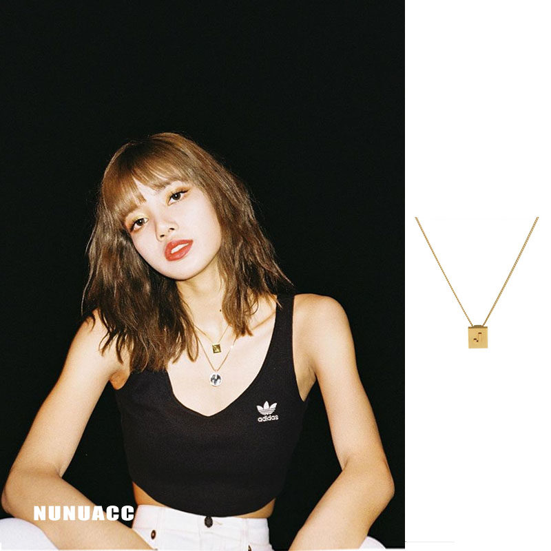 blackpink方块方块字字母lisa同款项链小众简约设计师项链