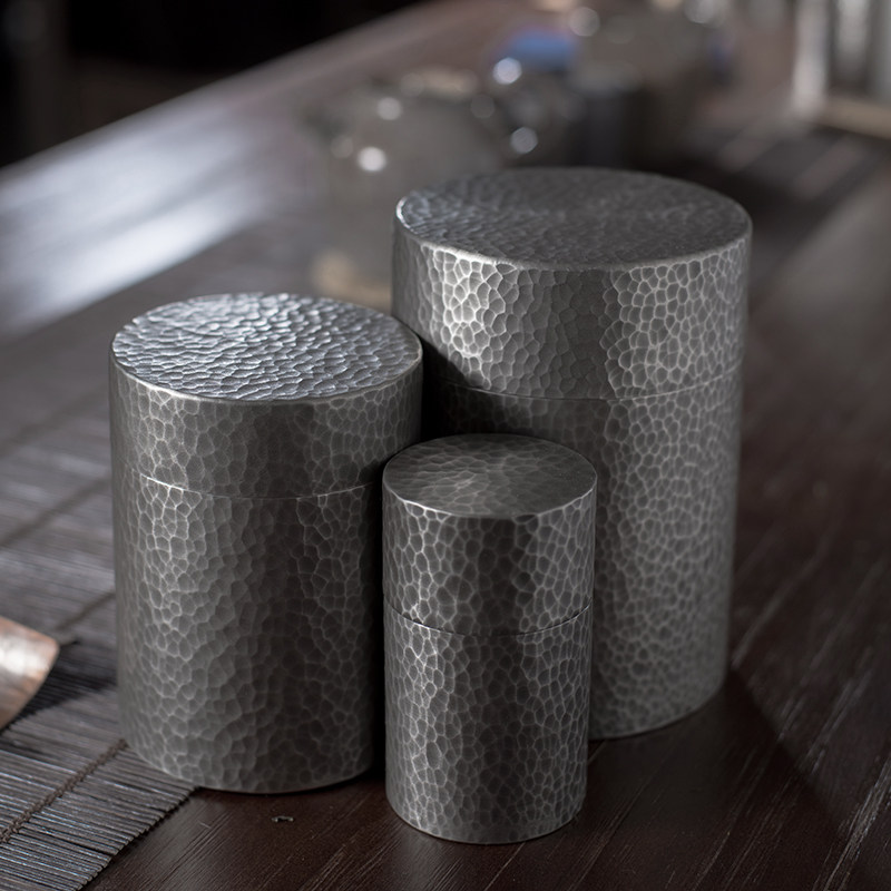 锤纹复古古纯锡罐茶叶罐大中小金属密封高档旅行茶叶罐