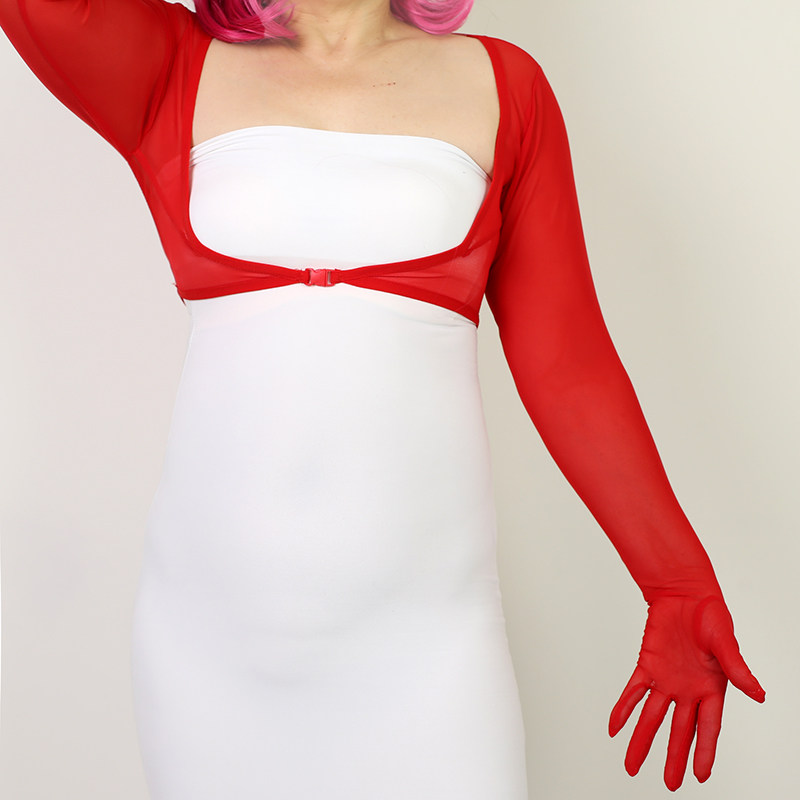 连衣手套袖子连体上衣皮衣宽松防风泡泡外套手套