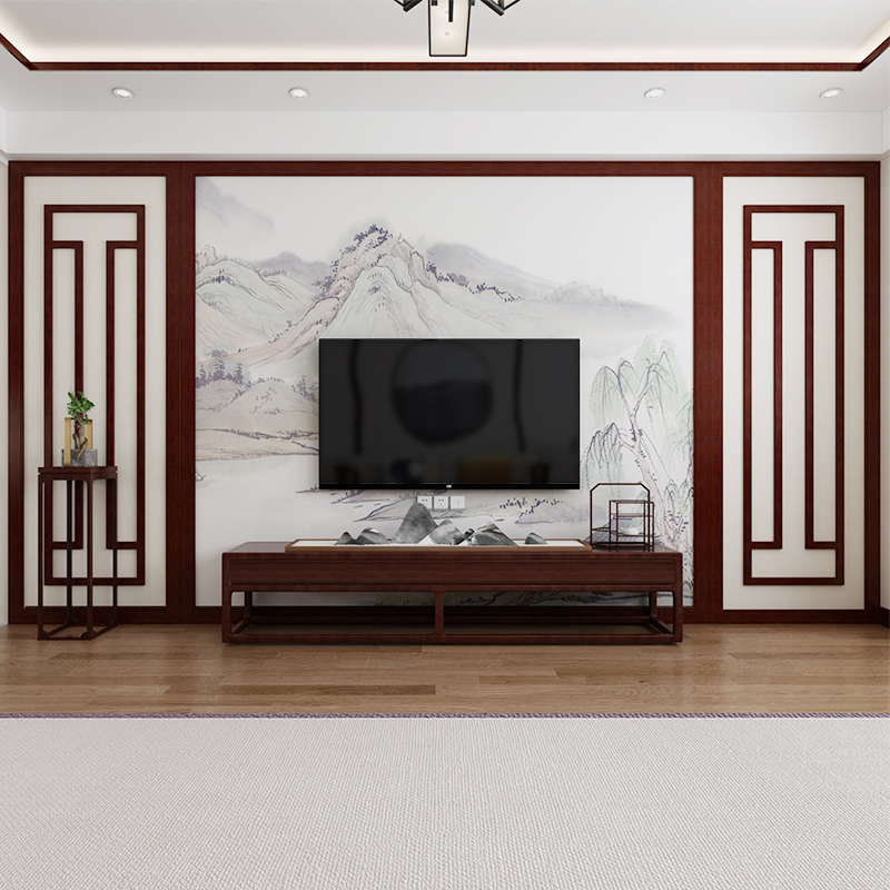 边框新中式电视木线平板装饰吊顶造型背景墙烤漆相框线条