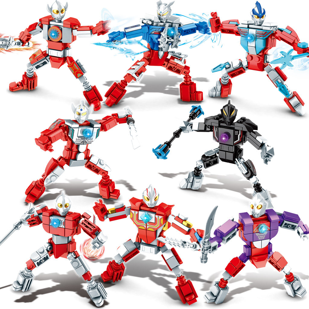 乐高积木奥特曼小人仔泰伽赛罗欧布圣剑迪迦超人塑料积木