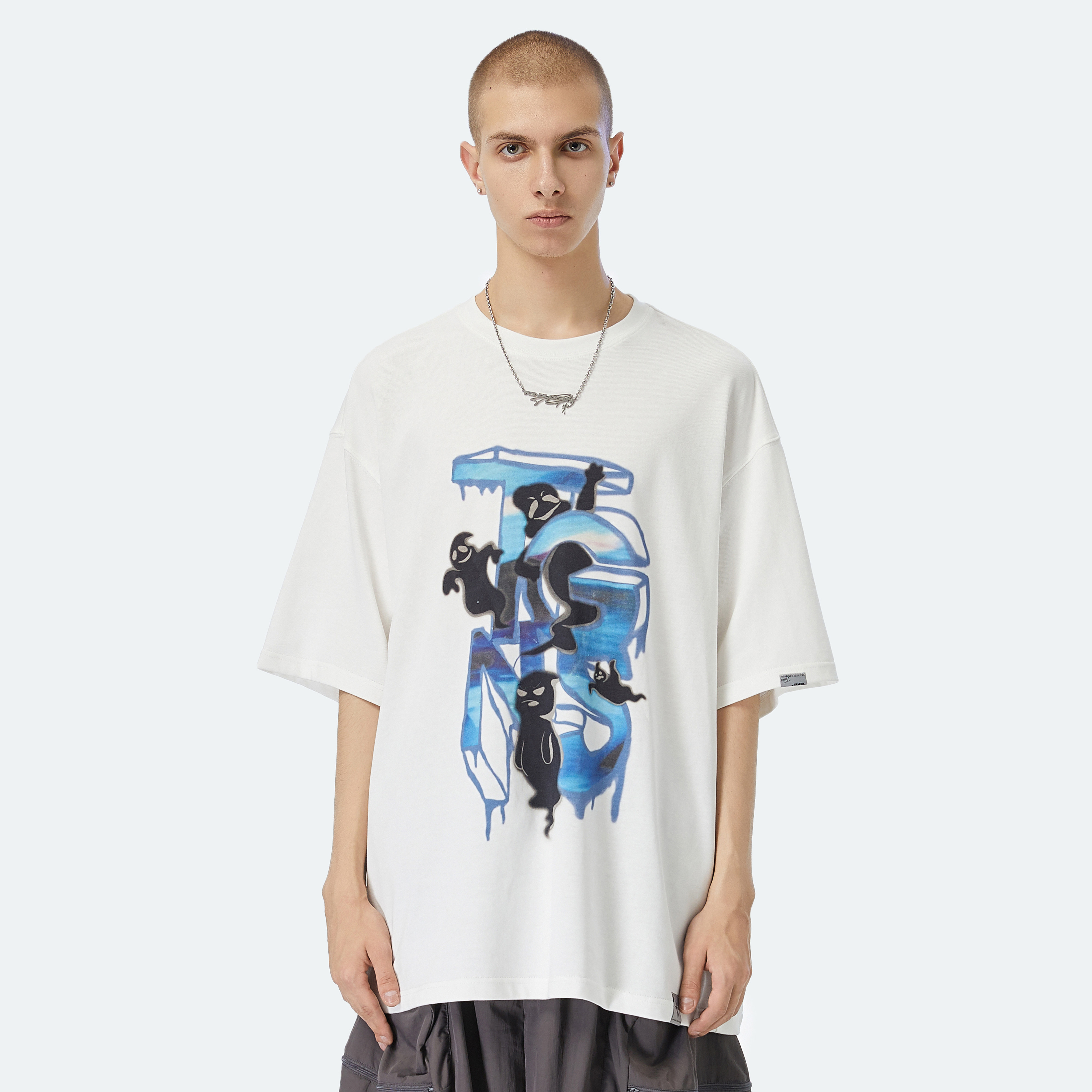 808online潮牌幽灵logo印花短袖恤男夏季街头潮流t恤