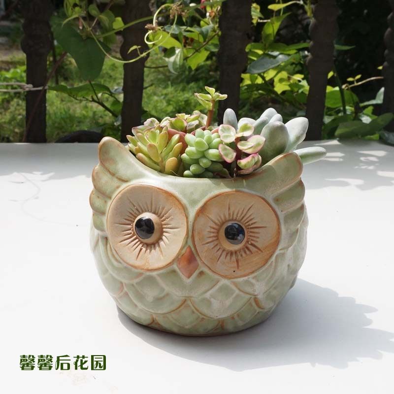 多肉花盆陶瓷创意可爱动物小羊大象刺猬造型花盆