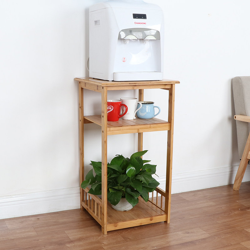 楠竹置物架饮水机架子实木泡茶机架沙发边几方形茶几花架客厅简约