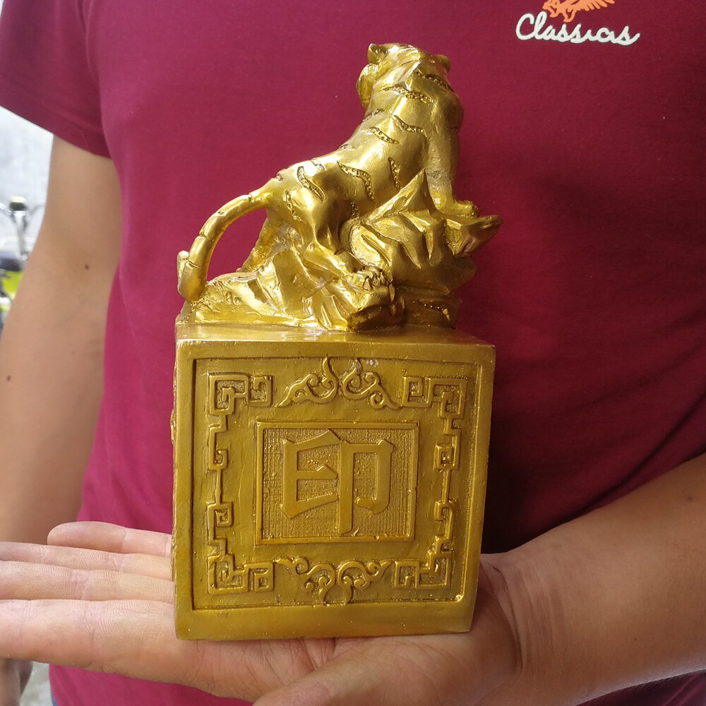 纯铜上山大印虎头虎符生肖生肖印印章受命于天即摆件