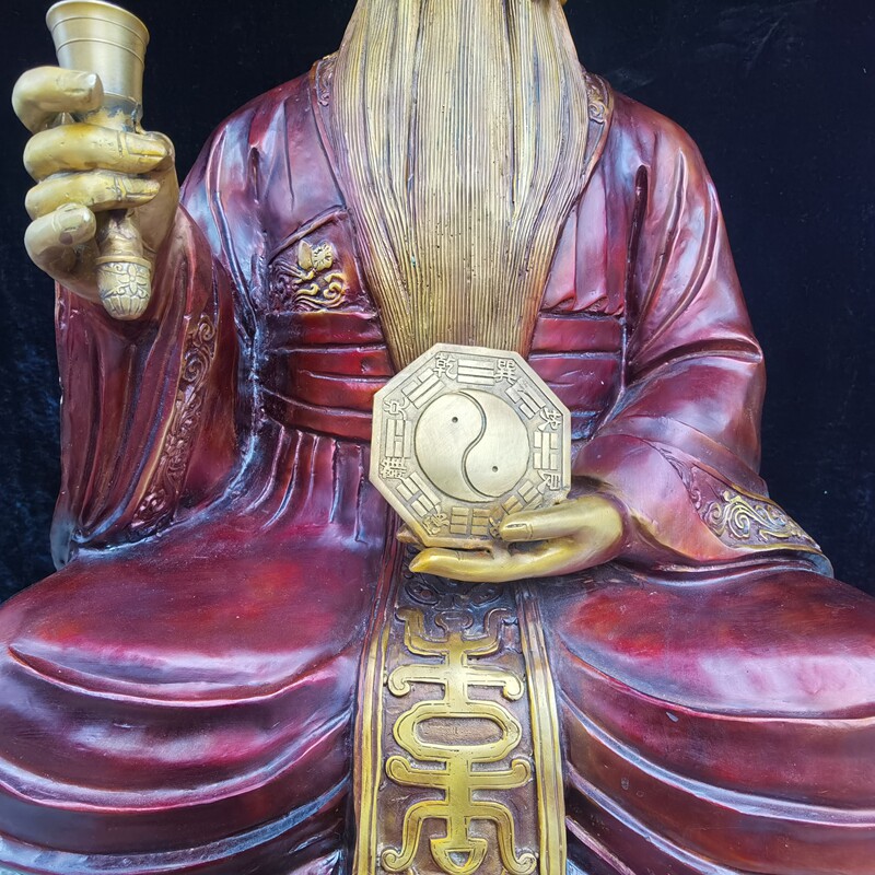 老祖纯铜王禅坐像铜王诩王神像鬼谷子镇宅保平安摆件