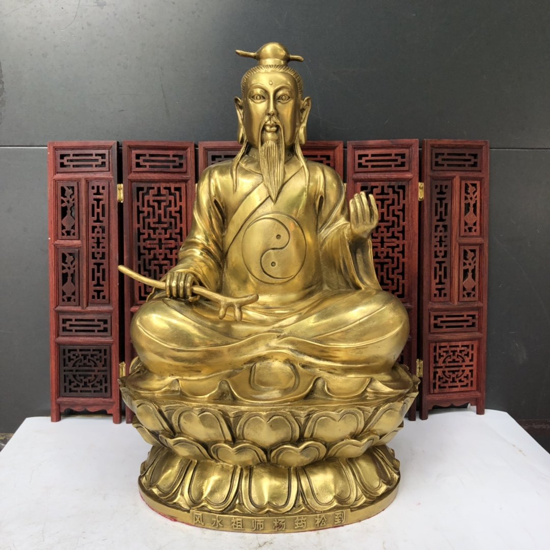 铜器纯铜杨筠松坐像风水祖师师爷杨公铜像救贫装饰摆件